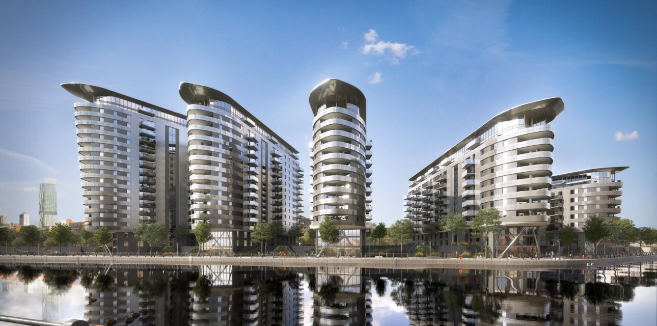 CGI image of Manchester Waters residential developments