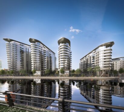 CGI image of Manchester Waters residential developments