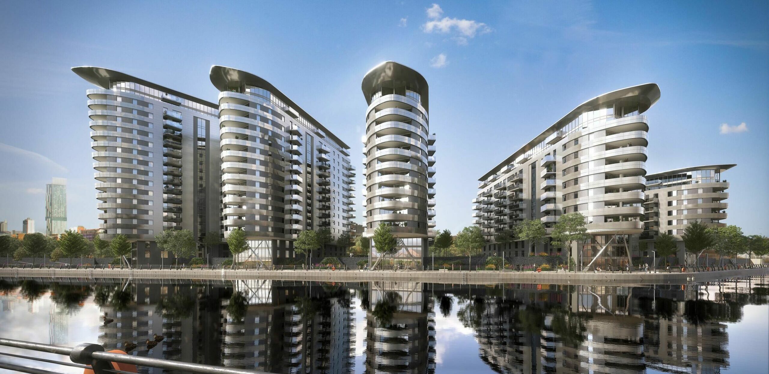 CGI image of Manchester Waters residential developments