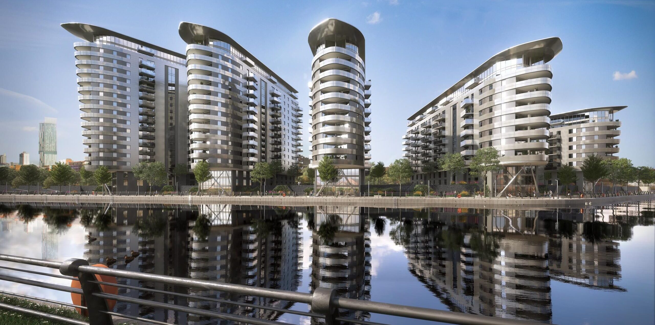 CGI image of Manchester Waters residential developments