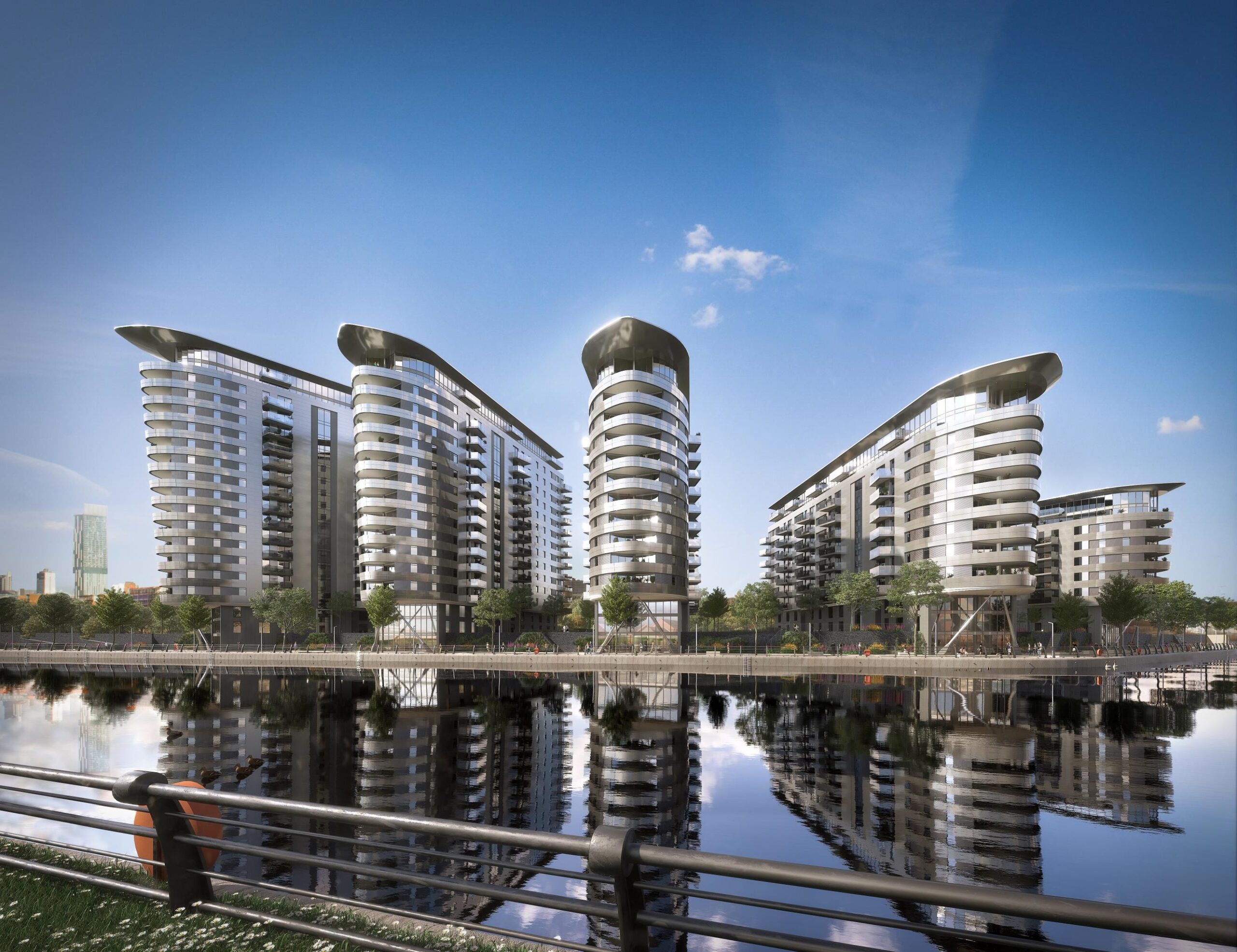 CGI image of Manchester Waters residential developments