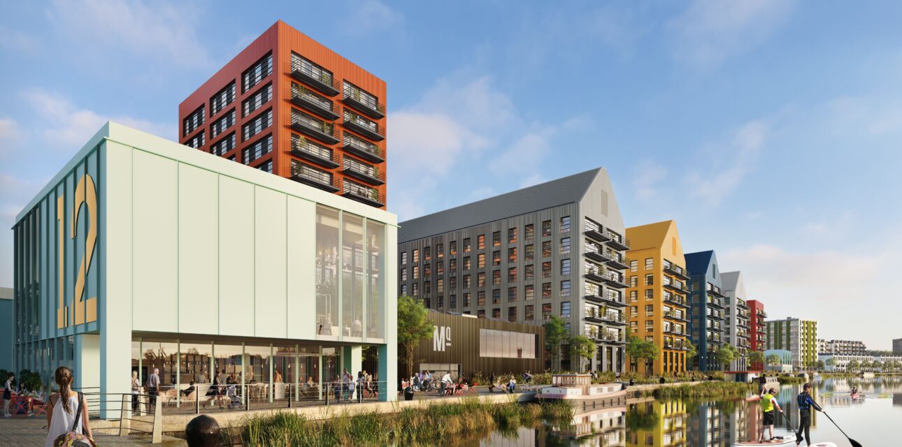 Block of residential apartments next to the water