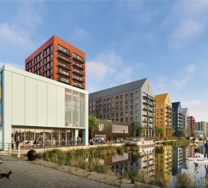 Block of residential apartments next to the water
