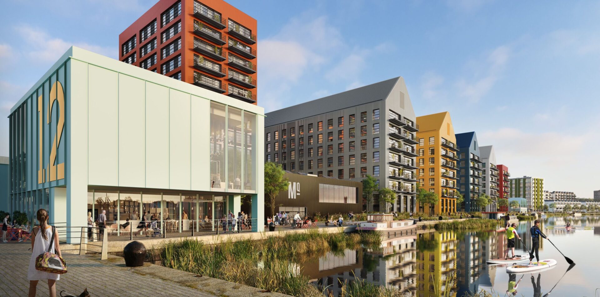 Block of residential apartments next to the water