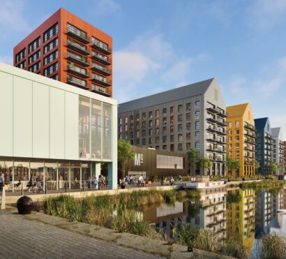 Block of residential apartments next to the water