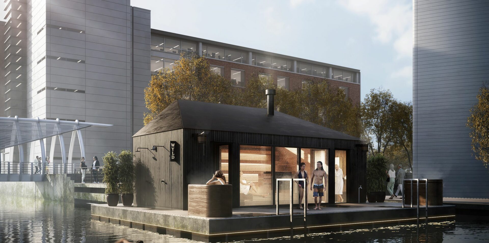Artists impression of WYLD Sauna pontoon