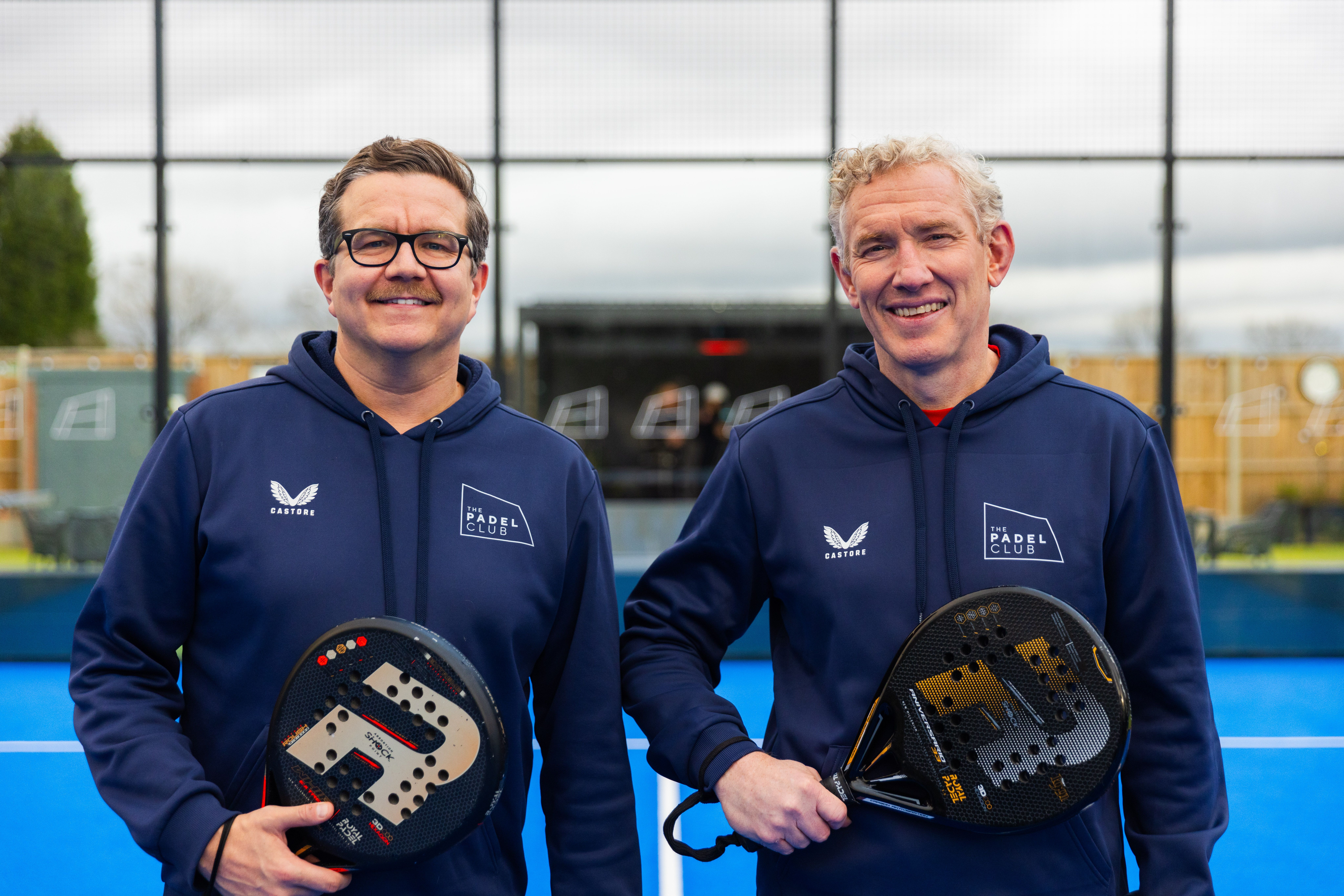 Pictured Kris Ball, Founder and CEO at the Padel Club with James Whittaker, Executive Director for Peel Waters