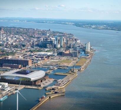 Aerial image of Everton Stadium and Liverpool Waters