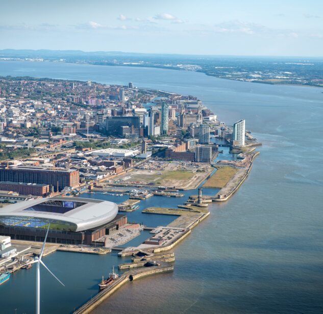 Aerial image of Everton Stadium and Liverpool Waters