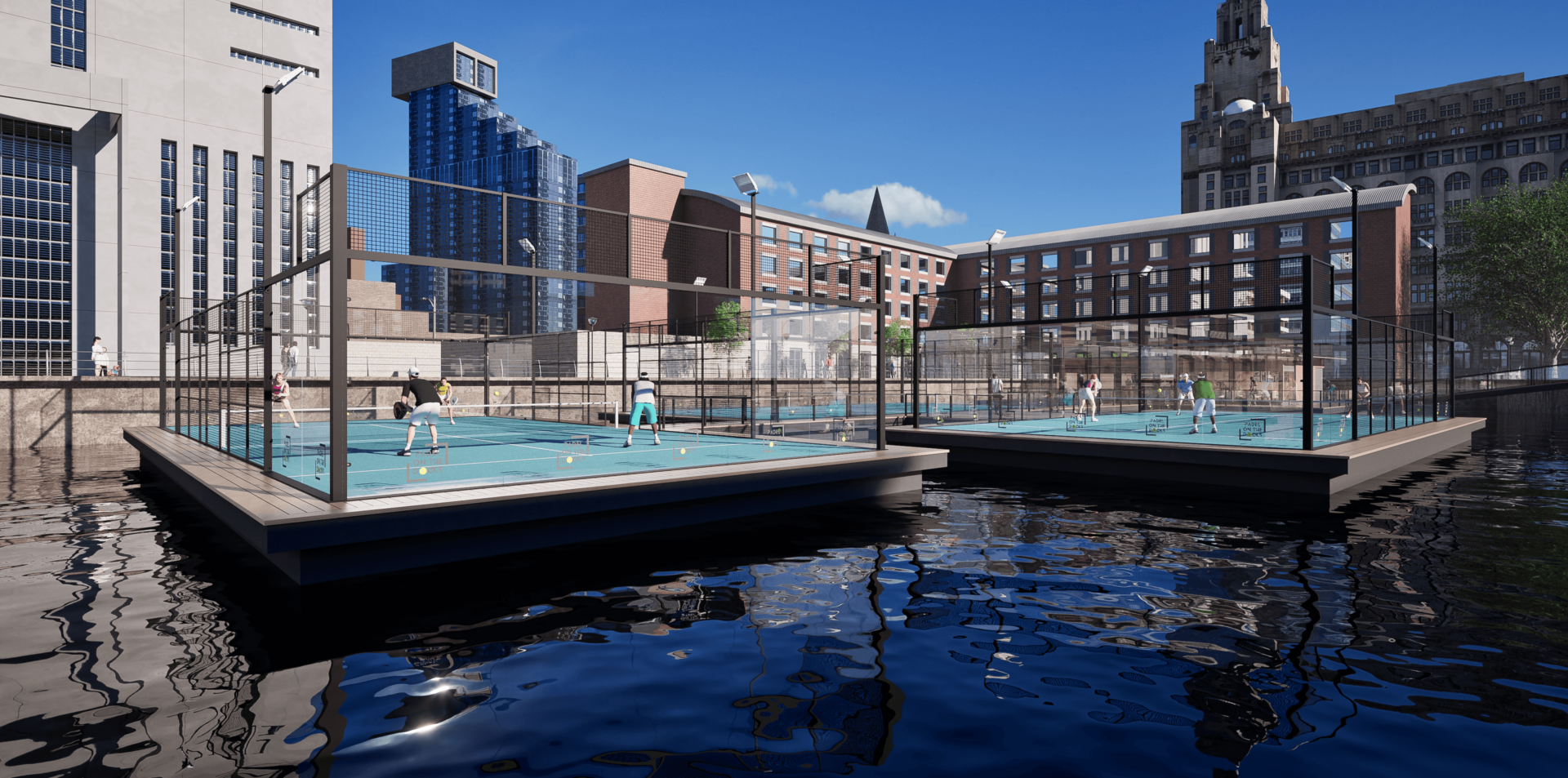 Floating Padel at Liverpool Waters
