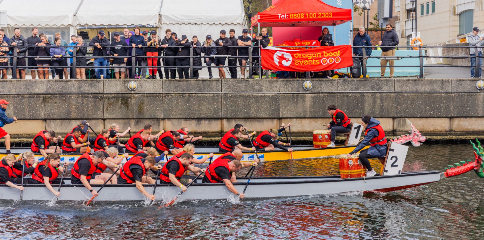 Contestants at the annual Dragon Boat Race at Liverpool Waters