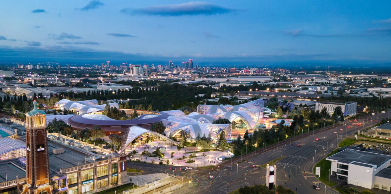 Therme Manchester aerial at night