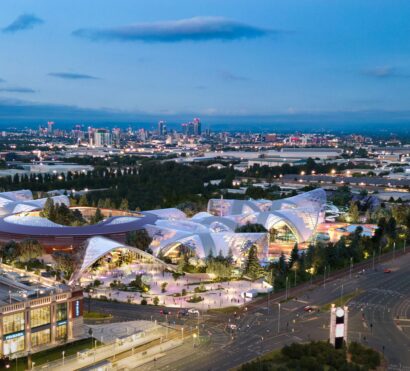 Therme Manchester aerial at night