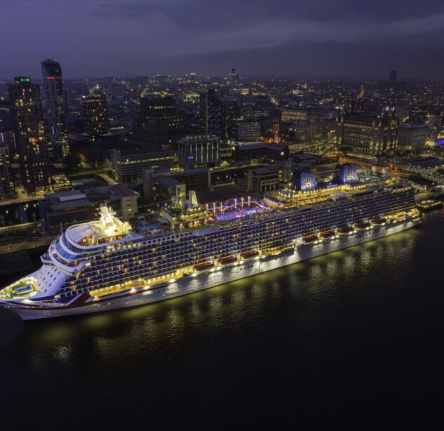 Cruise ship docked at Liverpool Waters