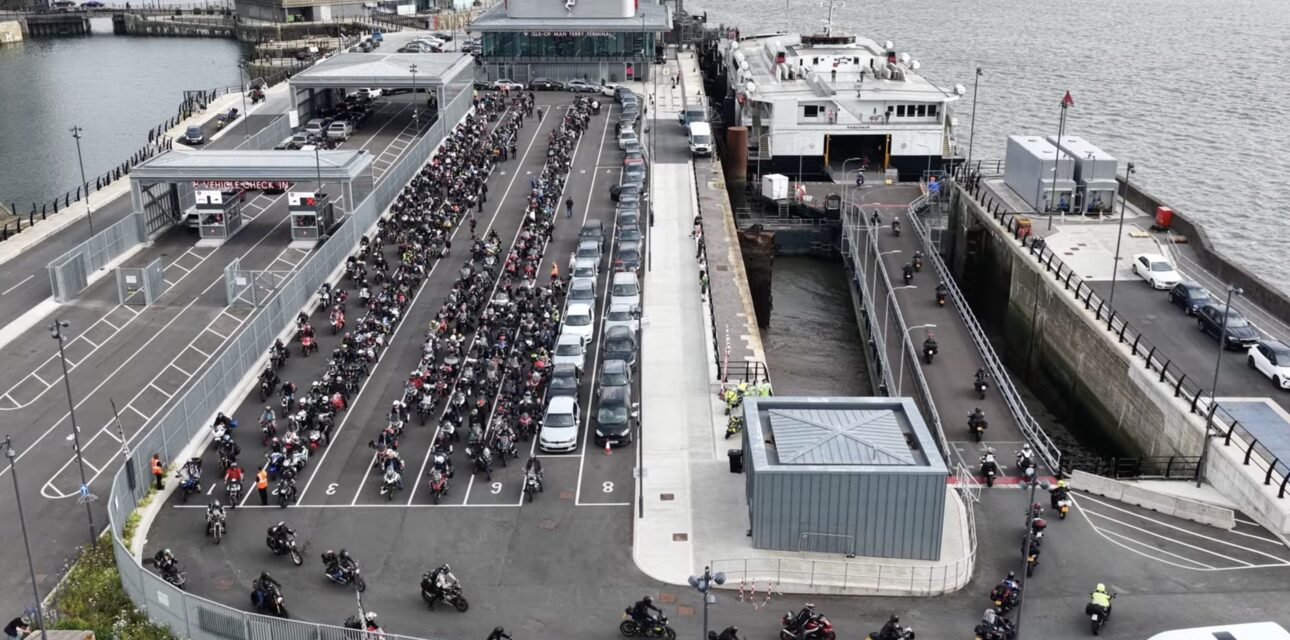 Bikers boarding the IOM Ferry for the TT Races