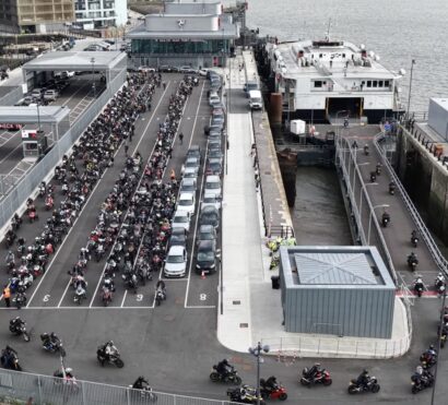 Bikers boarding the IOM Ferry for the TT Races
