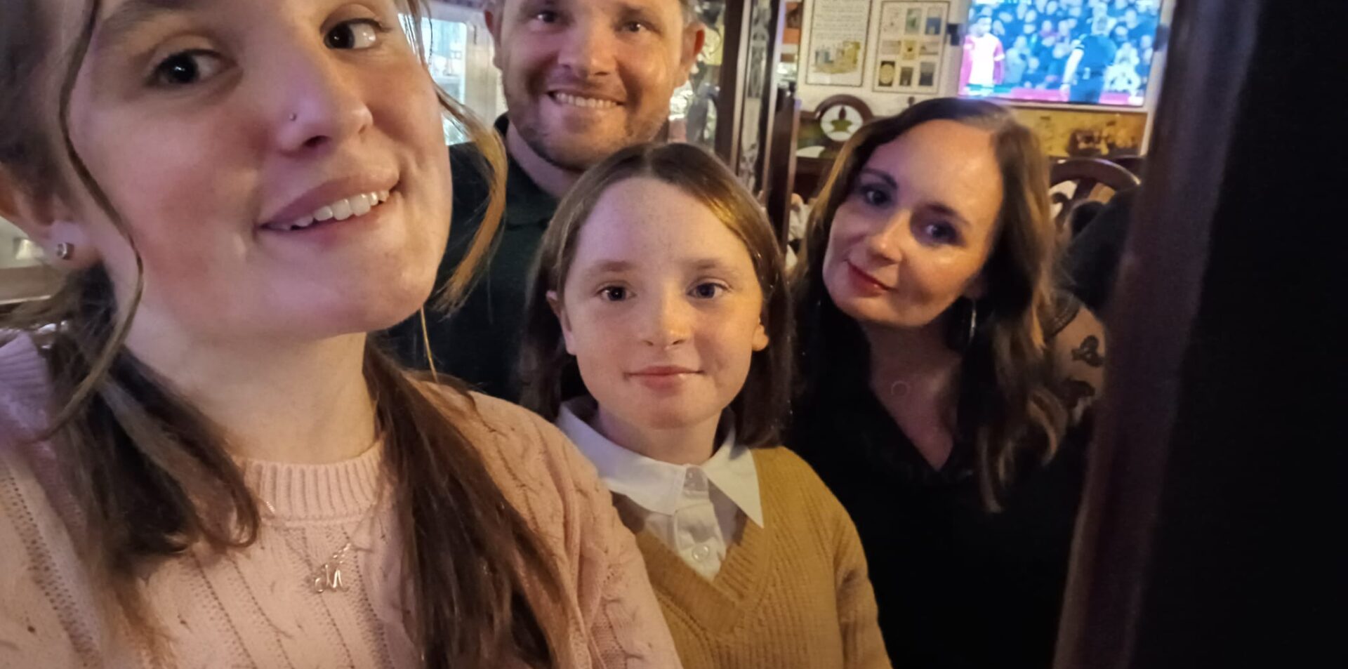 An image of the family out, Mum, Dad, Megan and Isabella.